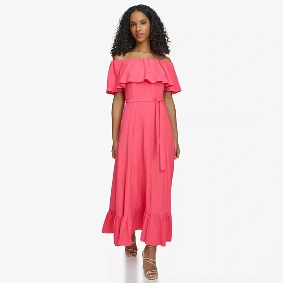 fitted lace wedding dress Calvin Klein Women's Sleeveless A Line Midi Dress with V Neckline, red, 8  at Amazon Women's Clothing store main image 1